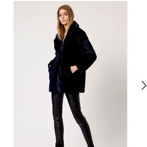 Apparis Faux Fur Coat in Color Navy, Small